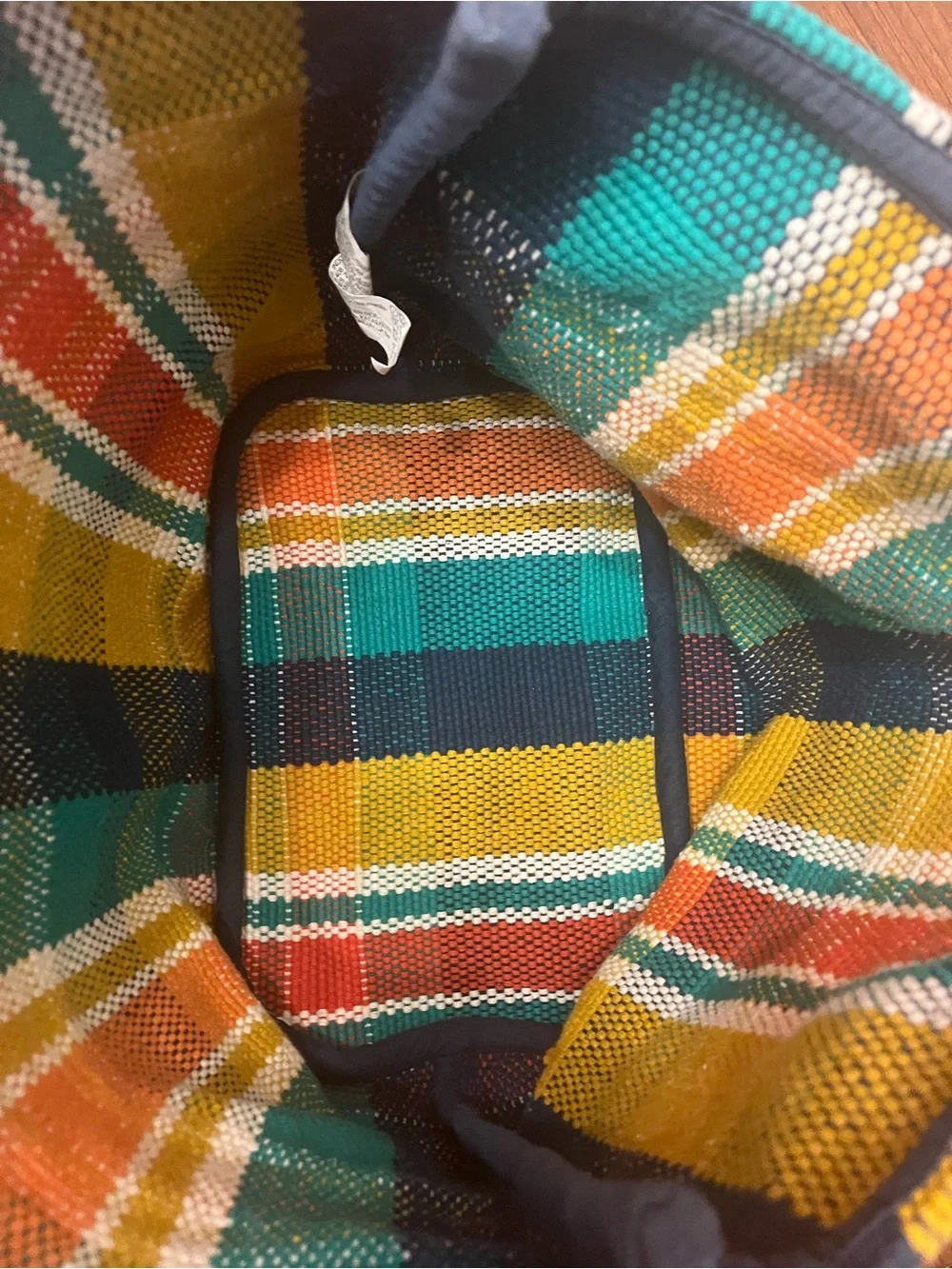 Zara Handwoven Multi-Color Striped Tote Bag - Picture 3 of 3